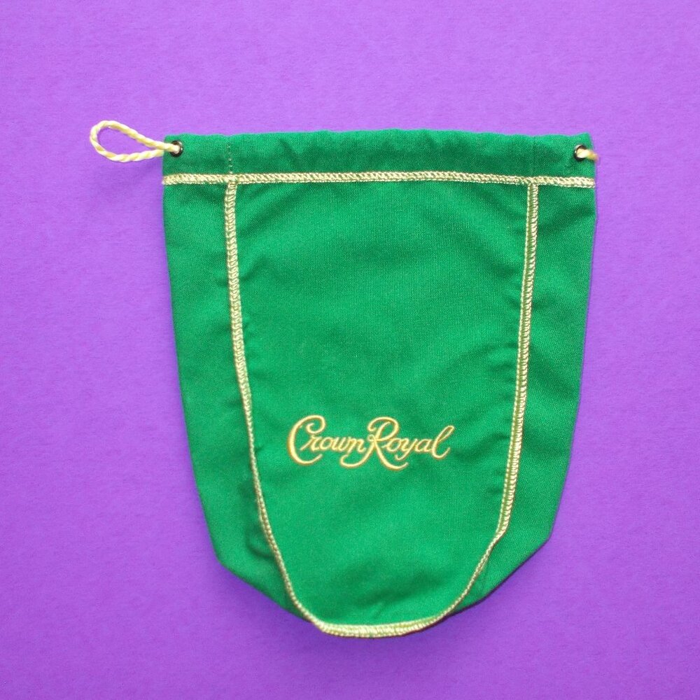 Crown Royal Drawstring Bag Green and Gold L 9in x W 8in NEW